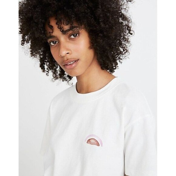 Madewell X Ohkii Studio White Easy Crop Short Sleeve Tee M - Picture 2 of 6